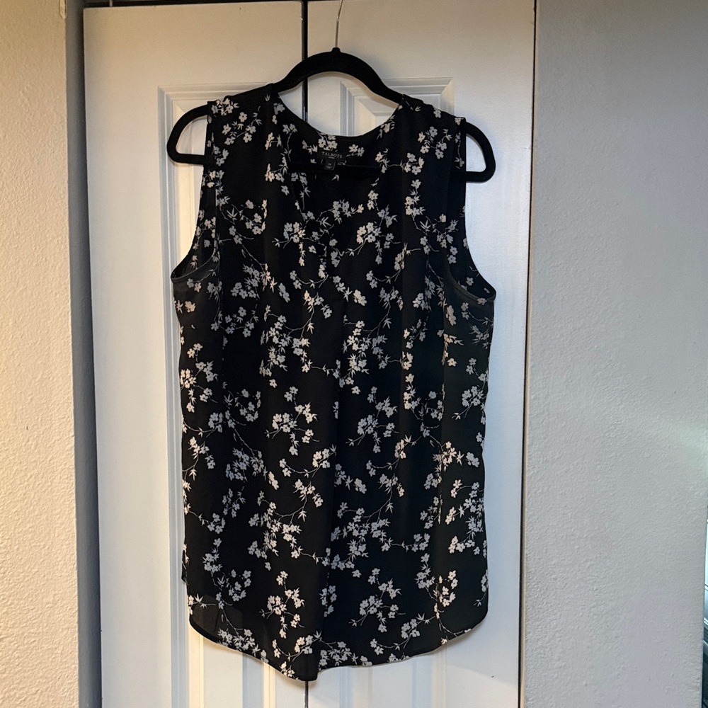 Talbots Black and White Floral Blouse